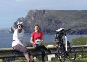 Cyclists with E-bike at Glencolmcille County Donegal