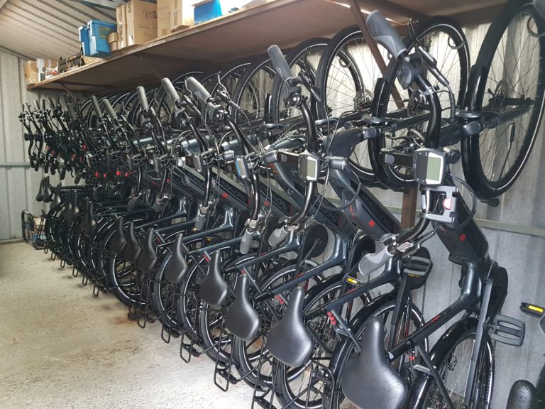 Electric Bikes in a Row for Hire