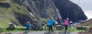 Cyclists take a break at Sliabh Liag, Donegal, Ireland