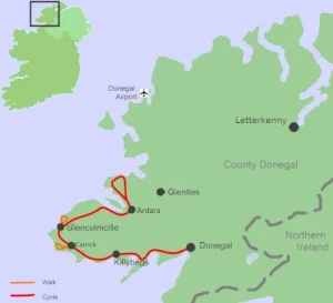Cycling and Hiking Ireland outline map.
