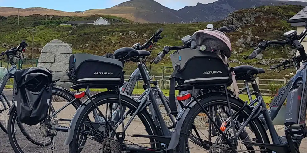 Bicycles with bike packs in Teelin, Donegal, Ireland