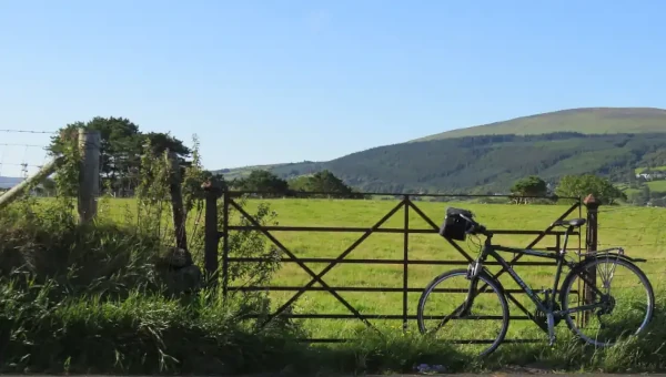 Bicycle at farm gate in Ireland