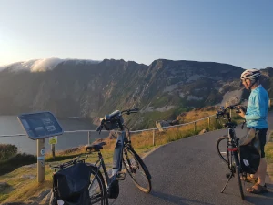 bicycles and cyclist at Sliabh Liag Cliffs, Donegal, Ireland