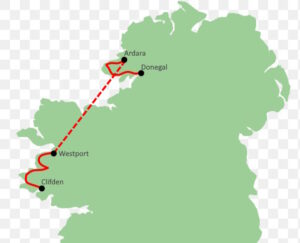 Wild Atlantic Way, Ireland cycling tour outline map.