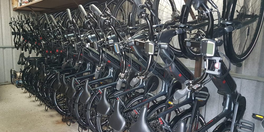 Electric Bikes in a Row for Hire
